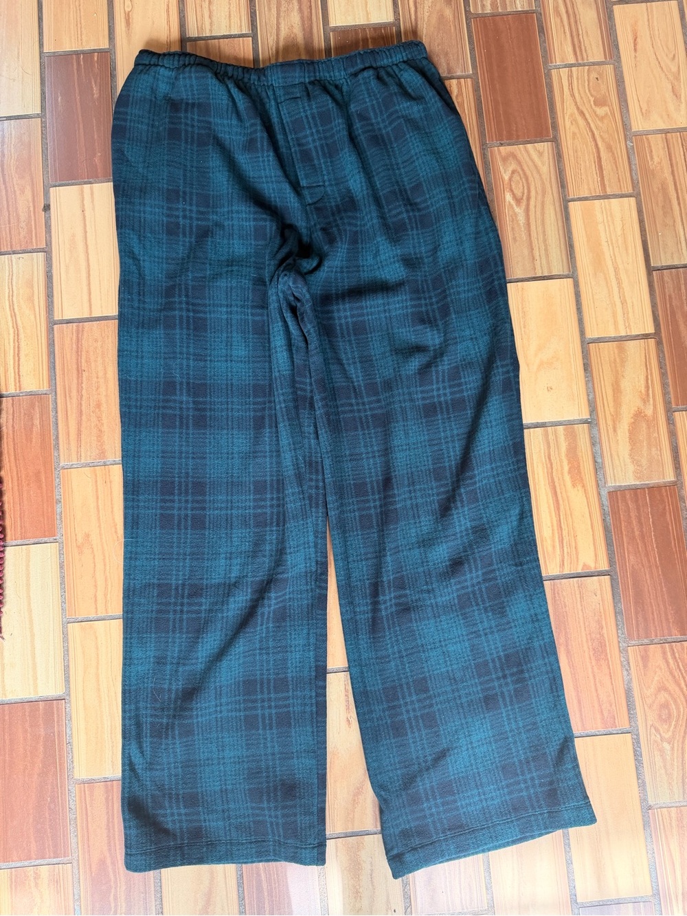 SKIMS Black and Teal Plaid Lounge Pants